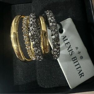 Alexis Bittar Gold and Silver Crystal Multi-Band Ring